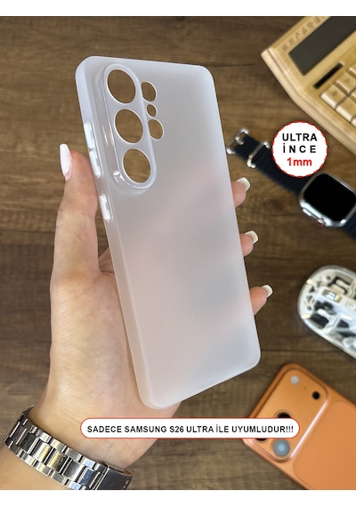 Samsung Galaxy S26 Ultra Uyumlu Süper İnce Mat Ultra Thin Silikon Kılıf Beyaz