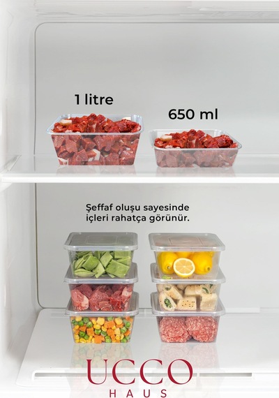 20 10+10 Adet Ekonomik Saklama Kabı Seti 10x650 Ml 10x1000 Ml Mikrodalga Buzluk Dondurucu Erzak Şeffaf