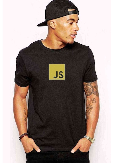 Js Baskılı Siyah Erkek Tshirt