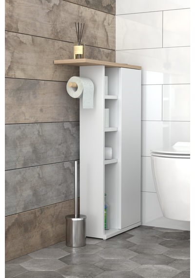 Dar Alanlar İçin Çok Amaçlı Klozet Yanı Banyo Dolabı - Raflı Kapaklı Tuvalet Kağıdı Askılı- Beyaz Ahşap - Beyaz Dar Alanlar İçin Çok Amaçlı Klozet Yanı Banyo Dolabı - Raflı Kapaklı Tuvalet Kağıdı Askılı- Beyaz Ahşap - Beyaz