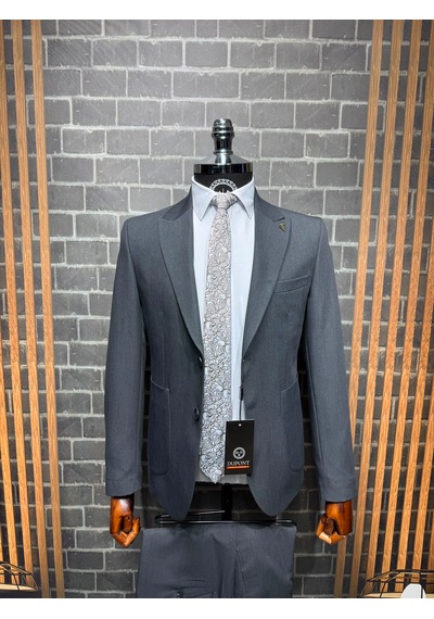 Dupont Classics Dupont Slim Fit Sivri Yaka 6 Drop Çift Yırtmaç Torba Cep 2'li Takım Elbise Koyu Gri Dupont Classics Dupont Slim Fit Sivri Yaka 6 Drop Çift Yırtmaç Torba Cep 2'li Takım Elbise Koyu Gri