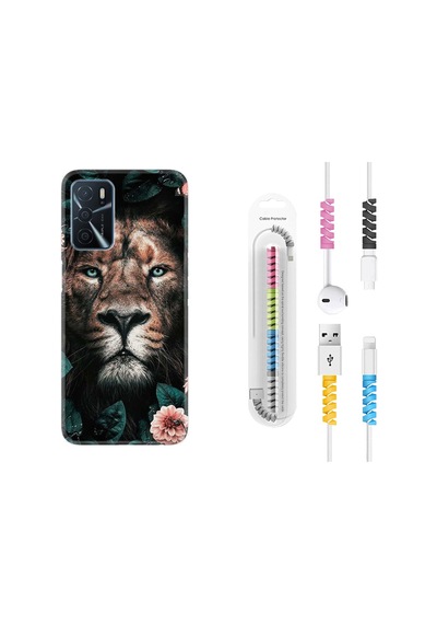 Oppo A16 Kılıf Kablo Koruyuculu Leon Flowers 1307