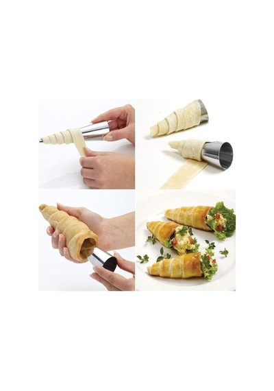 Roseroi Kornet Hamur Kalıbı Metal Inox Set Huni Şeklinde Tatlı Kalıbı 6'li Diğer