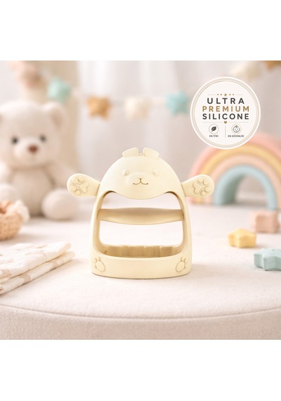 Tgm Baby Ultra Premium Silikon Tavşan Eldiveni Diş Kaşıyıcı Özel Taşıma Kablı Krem