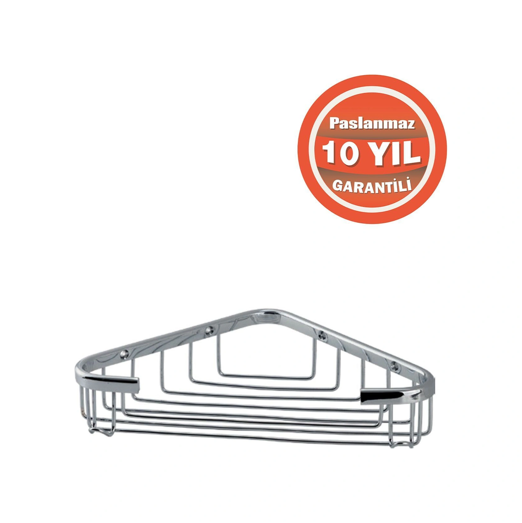 Çelik Banyo Paslanmaz Pirinç Eda 1'li 18x18 Cm Şampuanlık Banyo Rafı Krom