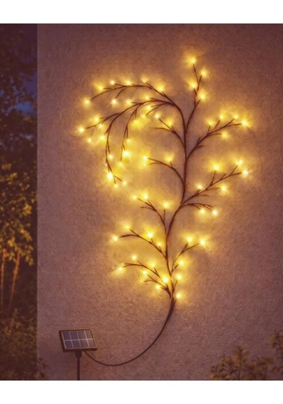 Güneş Enerjili Dış Mekan Uyumlu Sihirli Ağaç Ledi 8 Modlu Solar Led Yapışkanlı Günışığı, Günışığı 96 Led