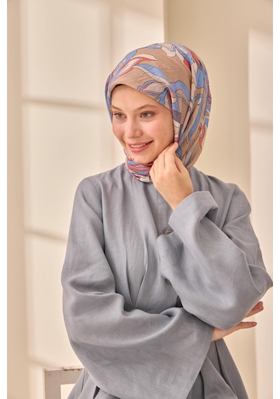 Silk Home Olinda İpek Eşarp 47003-23 Vizon, Gül Kurusu, Şeftali, Mavi