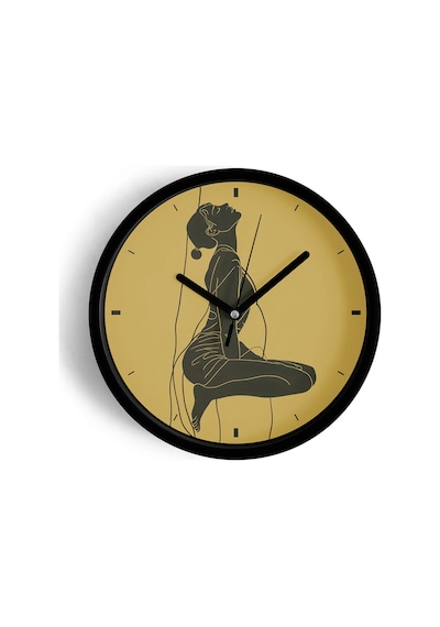 Minimalist Çizgi Sanatı Kadın Figürü Modern Duvar Saati - 30cm - Önü Camlı Siyah Kasa-jh0685 Siyah
