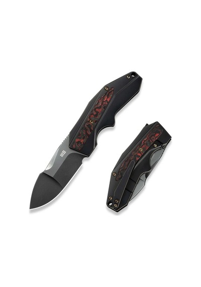 We Knife Coral Slt Flipper Knife Titanium & Fatcarbon Fiber Black Lava Flow Handle Kamp Çakı Çok Renkli