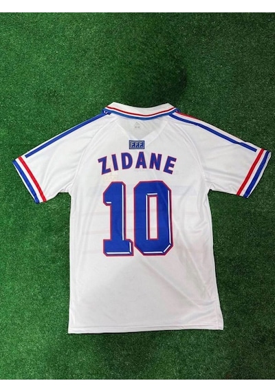 Fransa Millî Takımı Zidane 10 Futbol Forması Beyaz Çok Renkli
