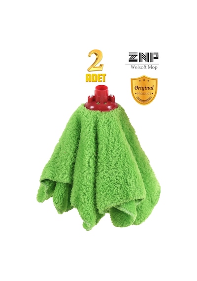 Welsoft Balerin Mop Yedek Başlıklı 2 Adet Yeşil Mop, Papas 45x60