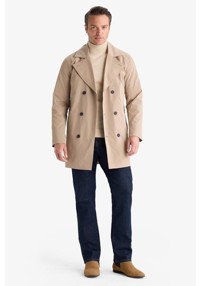 Defacto Slim Fit Dar Kesim Kemerli Düğmeli Trençkot D5528ax25aubn295 Kahve