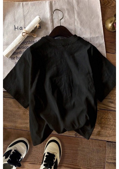 Wonderful Baskılı Unisex Oversize Tshirt Siyah