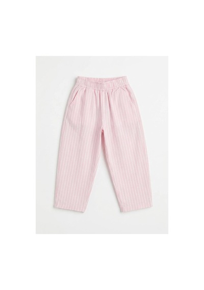 Poala Kids Pembe Çizgili Balloon Dokuma Pantolon