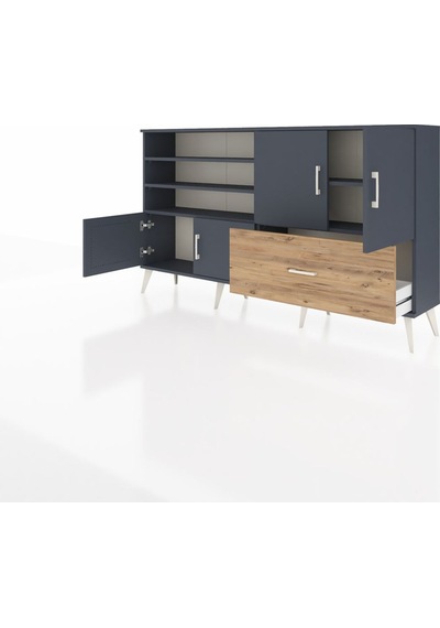 Arges Konsol 5 Raflı Tek Çekmeceli 4 Kapaklı 176x30x99 Antrasit-a Antrasit-antrasit/çam Arges Konsol 5 Raflı Tek Çekmeceli 4 Kapaklı 176x30x99 Antrasit-a Antrasit-antrasit/çam