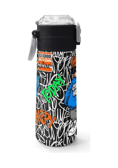 Coral High Kids Grafiti Ayıcık Desenli Pipetli Ve Direkt İçim Çelik Termos 500 Ml 38132 Saks
