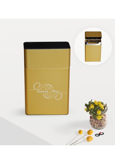 Bk Gift Kişiye Özel İsimli Gold Metal Sigara Tabakası - 3 Siyah