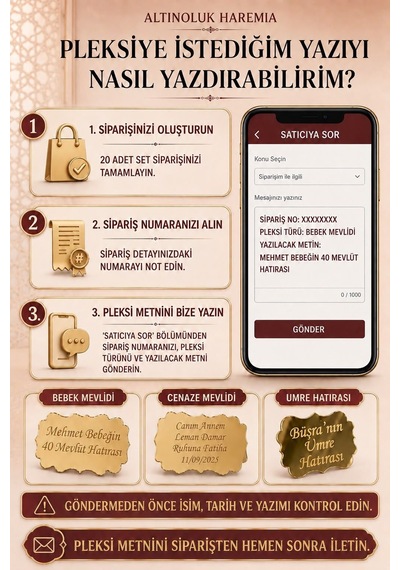 Ekonomik Mevlitlik 3'lü Set Mini Kur An, İnci Tesbih, Taşlı Zikirmatik, Kişiye Özel Pleksi .