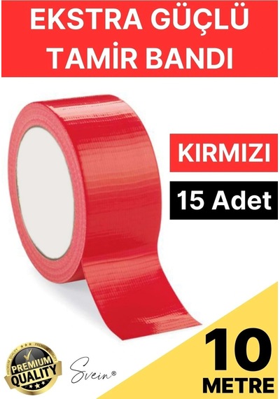 15 Adet 10 Mt Kırmızı Tamir Takviye Kapatıcı Güçlü Onarım Bandı Su Geçirmez Sızdırmaz Dayanım Çatlak