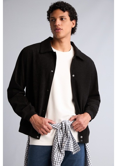 Defacto Slim Fit Gömlek Yaka Düğmeli Ceket Mont H1574ax26aubk27 Siyah-bk27