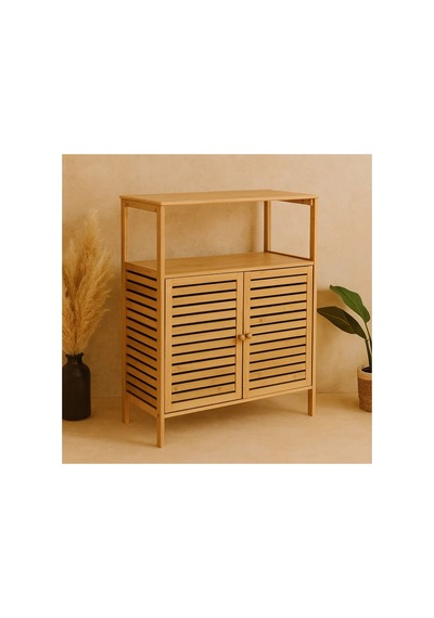 Çok Amaçlı Dolap Ahşap Bambu Organizer Raflı 66x33x85cm 5566 Çok Renkli Çok Renkli