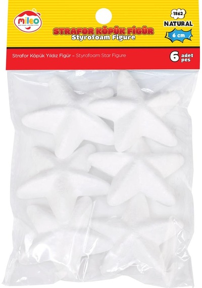 Mas Mileo Strafor Köpük Figür Yıldız 6 Cm 6'lı Paket 1862