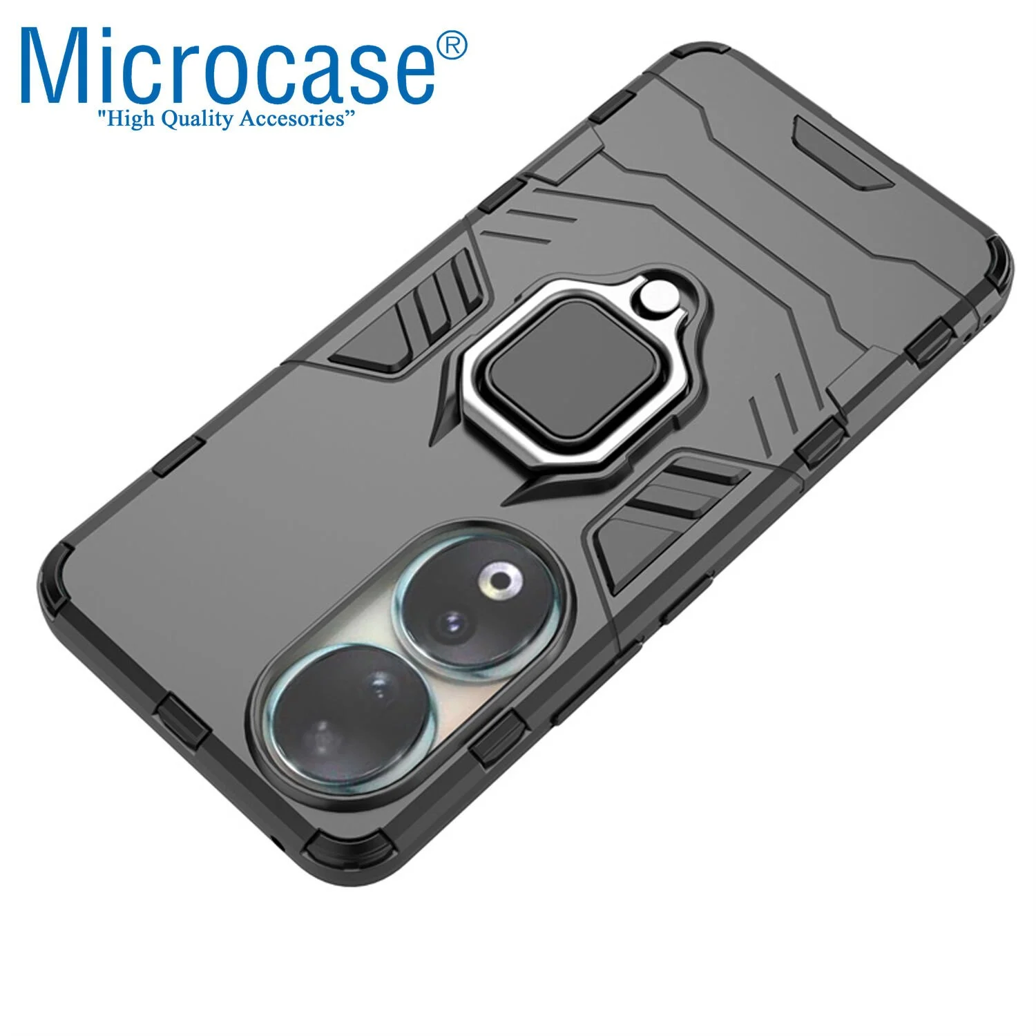 Microcase Honor 90 Batman Serisi Yüzük Standlı Armor Kılıf - Siyah Al3349