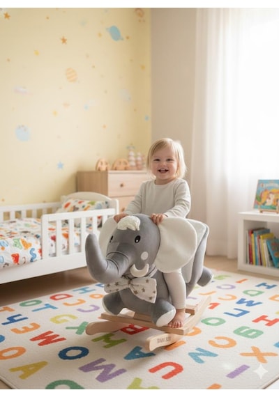 Tommybaby Egitici Peluş Sallanan At Ahsap Sallanan At Fildişi