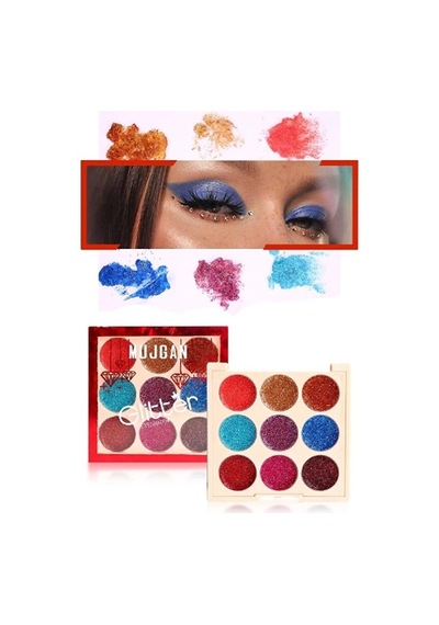 9 Renk Glitter Diamond Far Paleti - 2'li Set Mavi