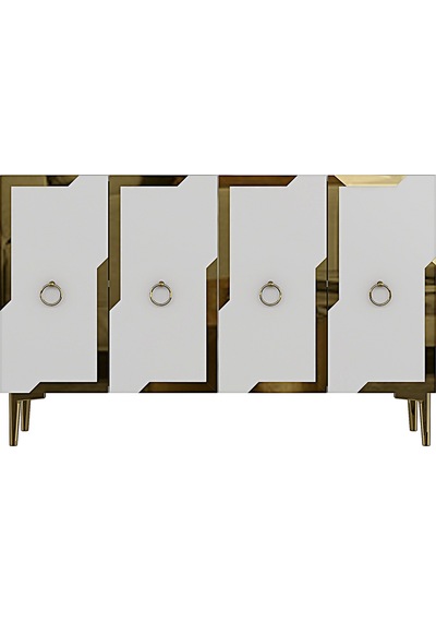 Ka1233bg Seza Konsol Ve Tv Sehpası Beyaz -gold 120cm Beyaz-gold