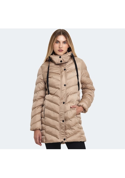 Slazenger GWEN Kadın Kapüşonlu Şişme Vizon Mont & Kaban
