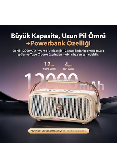 Nowgo C2 60w Taşınabilir Rgb Bluetooth Hoparlör Ipx4 Parti Speaker Bej