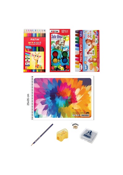 25x35 Resim Defteri + Boyama Kuru,sulu,pastel Ve Çizim Seti