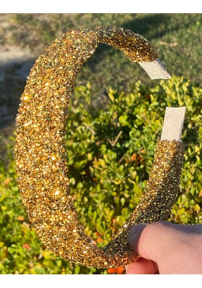 El Yapımı Gold Kristal Taşlı Işılıtılı Taç