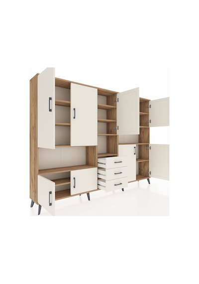 Arges Dolap 13 Raflı 3 Çekmeceli 9 Kapaklı 220x30x163 Çam-aytaşı Çam-aytaşı