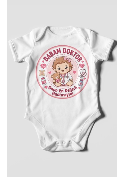 Morivokids Babaya Özel Kısa Kollu Bebek Body %100 Pamuk Zbn290-kk Beyaz