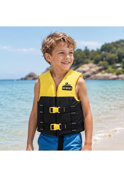 Ocean Can Yeleği 30 Newton Yüzdürme Yardımcısı 3-6 Yaş Siyah - Sarı