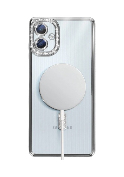 Samsung Galaxy Uyumlu A06 Joke Simli Magneticsafe Kılıf - Gümüş Bz8683140895167