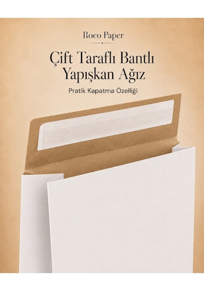 Yapışkan Bantlı Kraft Kese Kağıdı, Beyaz Renk, 30x40x10 Cm - 24'lü Paket, Hediye Ve Kargo Zarfı