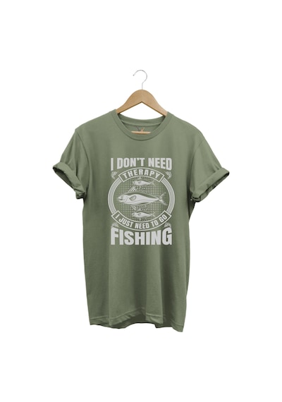 Fishing Balıkçı Balık Baskılı %100 Pamuk Regular Fit Haki T-shirt Haki