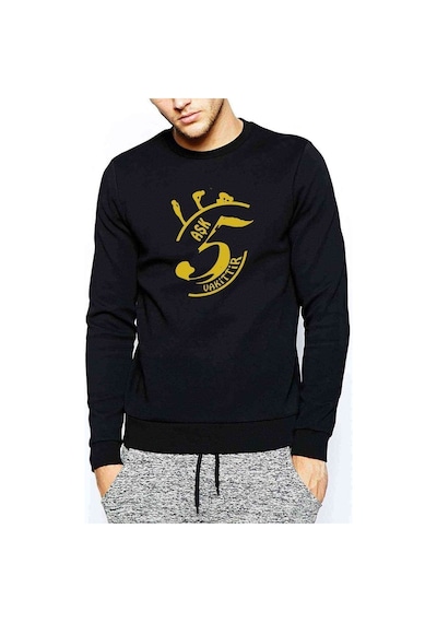 Aşk 5 Vakittir Baskılı Siyah Erkek Örme Sweatshirt