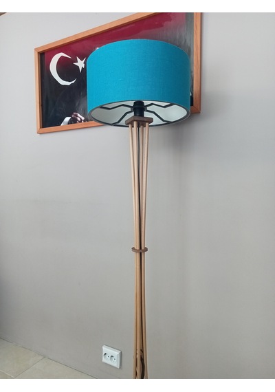 Ahşap Lambader Köşe Aydınlatma Petrol Mavi