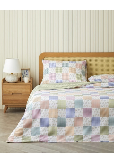 English Home Dreamy Patch Kolay Ütülenir Tek Kişilik Nevresim Seti 160x220 Cm Pembe - Yeşil