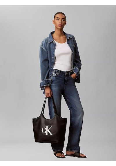 Calvin Klein Kadın Marka Logolu Düz Deri Kısa Askılı Siyah Çanta-15889