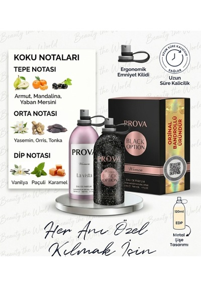 Prova Black Option Women Edp 120 Ml - Uzun Süre Kalıcı Kadın Parfümü Baharatlı - Odunsu
