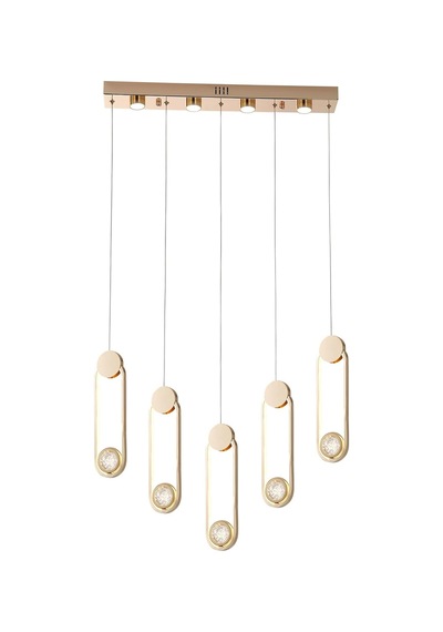 Beckett 5'li Sıralı Kristal Top Başlıklı Gold Led Sarkıt Avize Diğer
