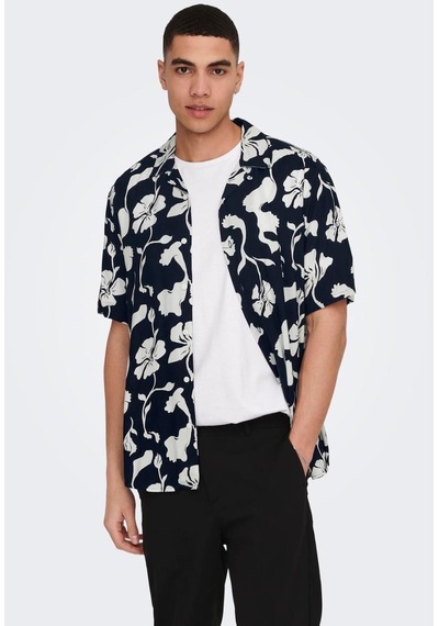 Only & Sons Onsdash Lıfe Ss Resort Aop Shırt Noos Lacivert 001
