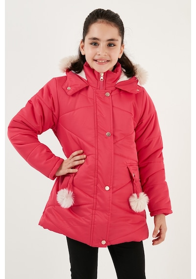 Lela Içi Peluş Astarlı Kapüşonlu Şişme Kız Çocuk Mont 6035034 Kırmızı