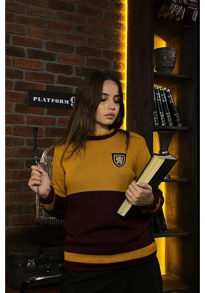 Harry Potter Gryffindor Quidditch Kazak Lisanslı Warner Bros Bordo Sarı Unisex - Xs Beden