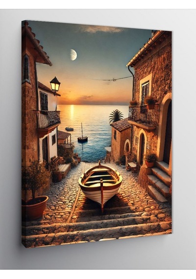 Kanvas Tablo Sahildeki Sakin Sokak Manzarası 100cmx140cm
